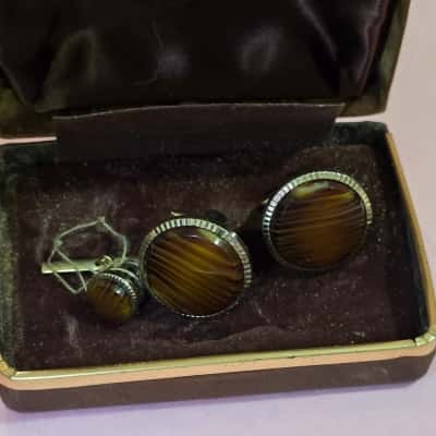 Mens Cufflinks vintage with tie pin
