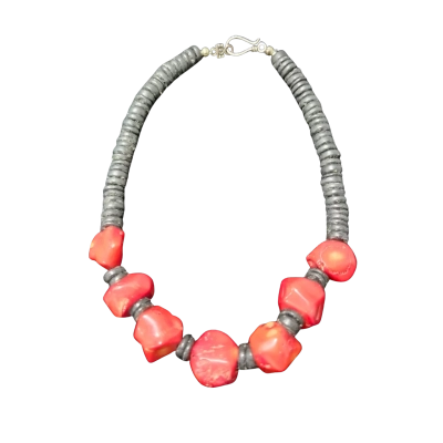 Hand Made Coral Beaded Necklace