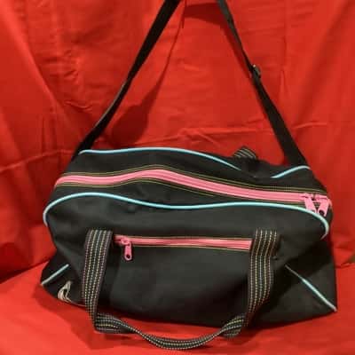 Roxy Duffel Bag, Black with pink and blue accents