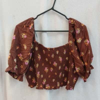 Princess Highway Womens  Size 20 Cropped Top Brown / Floral 