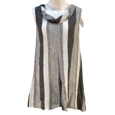 Yarra Trail Womens Size 12 Linen Sleeveless Top Grey / White 