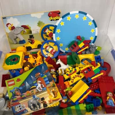 Lego Duplo Two Sets: 10504 My First Circus & 2651 Clown Parade in Large Container