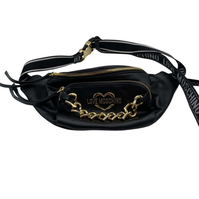 Love Moschino Black Bum Bag Heavy Chain Look 24x13 Hb2