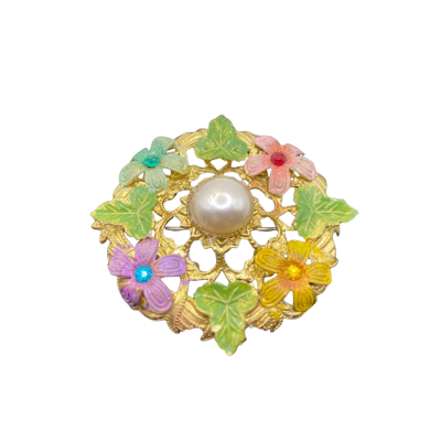  Womens Brooch Gold / Multicoloured 