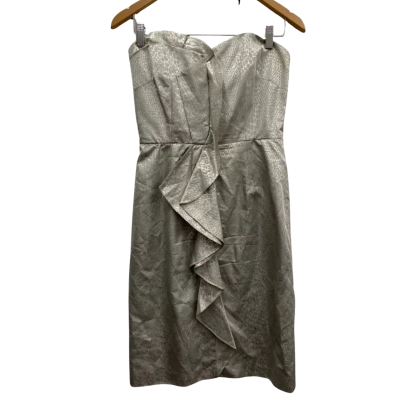 David Meister Size 8 Midi / Sleeveless Dress Grey / Silver 