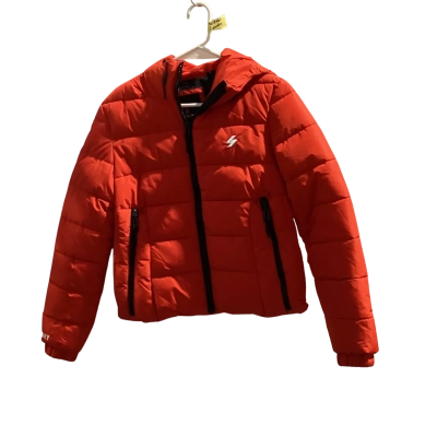 Superdry Womens  Size 10 Puffer Jacket Red with Hood NWOT