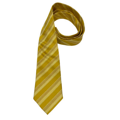 Vex Mens 100% Silk Tie Striped / Yellow 