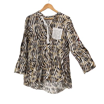 Amici Womens  Size One Size Long Sleeve Shirt Brown / Pattern / White 