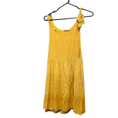 Ally Fashion Womens Mustard Casual Tie Shoulder Dress Size L