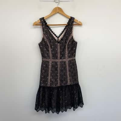 Forever New Black Lace SLeeveless Mini Dress  Size 8 