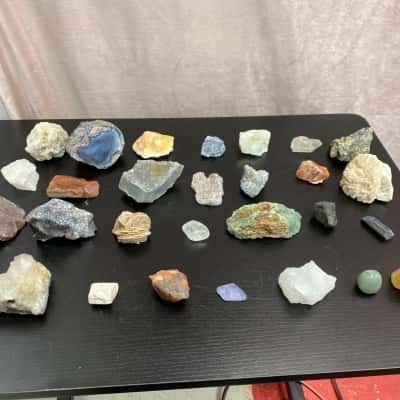 Collection of Assorted Raw and polished Crystals and Stones