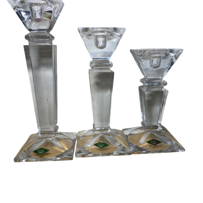 Lead Crystal Pillar Candles -Set of 3 