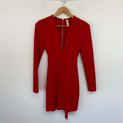 Bec & Bridge Red Long Sleeve Mini Dress  Size 8