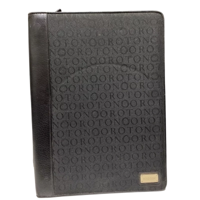 Vintage Oroton Executive Zip Compendium Black monogram Portfolio Folder 