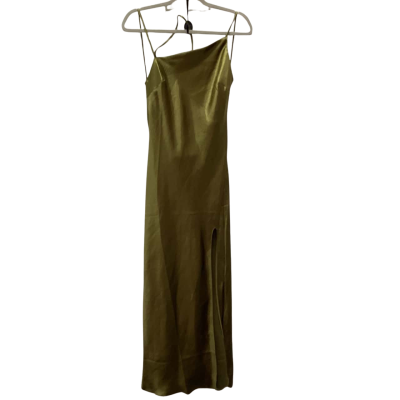 ASOS Elegant Womens  Size 12 Maxi Dress Olive Satin Look 