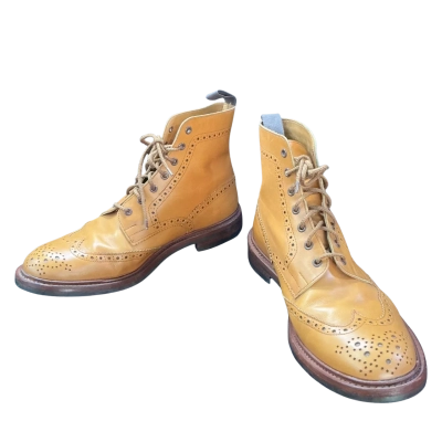 Trickers Mens Dainite Brogue Size 12.5 Boots Tan Brown 