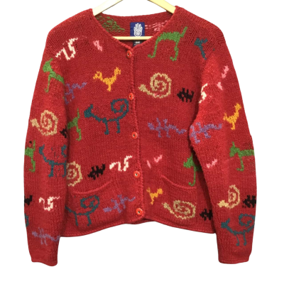 Amano Women's  Size M/L Red Knit Button-down Cardigan