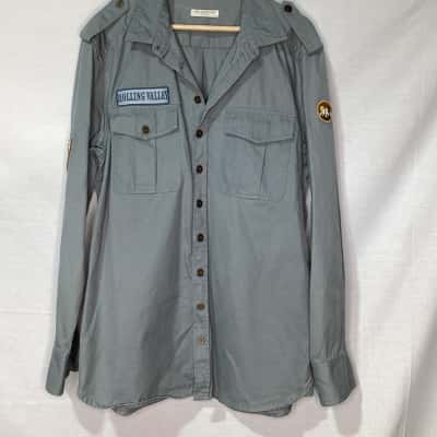 Spell unisex Size XL Long Sleeve button up Shirt in pale Blue 