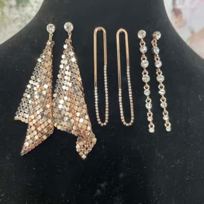 Glamour Earrings in Rose Gold Tones with Clear Crystals.