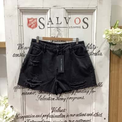 Silent Theory Brand! BNWT RRP $79.95!! Womens  Size 14 Denim Shorts Black  