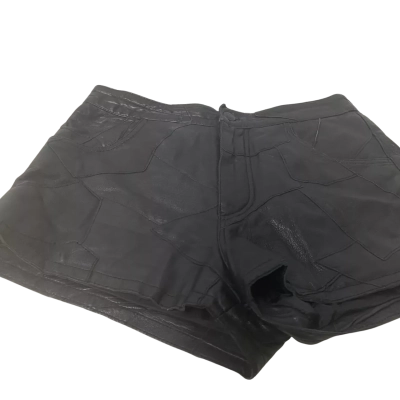 Women's Denim Leather Patchwork Shorts