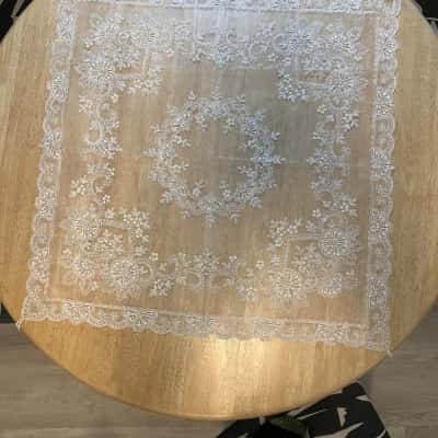 Elegant Ivory Embroidered Organza Tablecloth