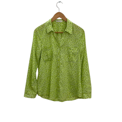 Regatta Womens Size 10 Green Long Sleeve Button Up Shirt with White/Navy Spots