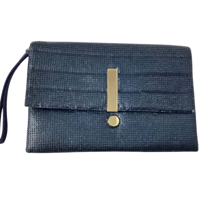 NEW Mimco Mesh Clutch Navy Blue with Gold Trim