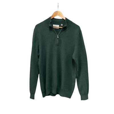 Trenery Mens  Size M Quarter Zip Jumper Green 
