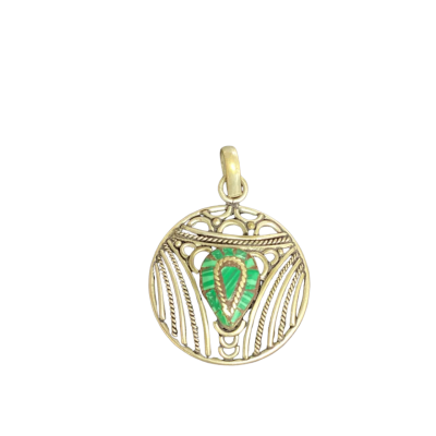  Malachite & silver pendant,Green / Silver 