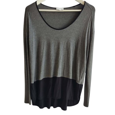 Witchery Women's Grey Black Contrast Long Sleeve Top Size M 