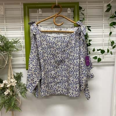 Sportscraft Brand New With Tags 100% Linen Womens  Size 16 3/4 Sleeve Top Floral / Multicoloured 