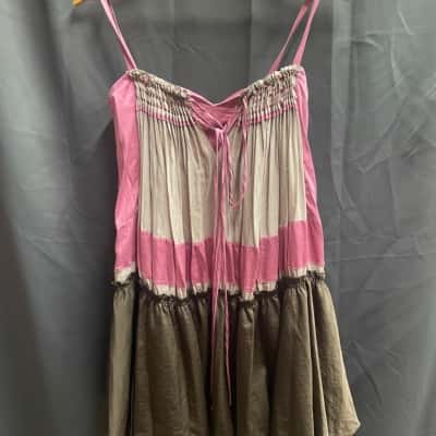 Jorya Womens Size 6 Cute Little Pink & Brown Dress