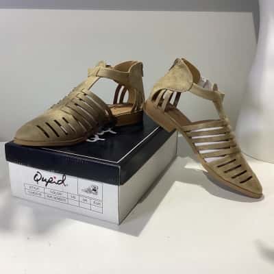 Women’s Brand New Qupid Heeled Shoes Cut Out Vegan Leather Block Heel