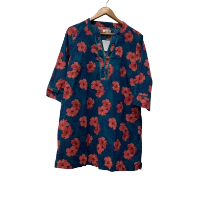 Capture Womens  Size 16 Floral Top Blue / Coral / Green 