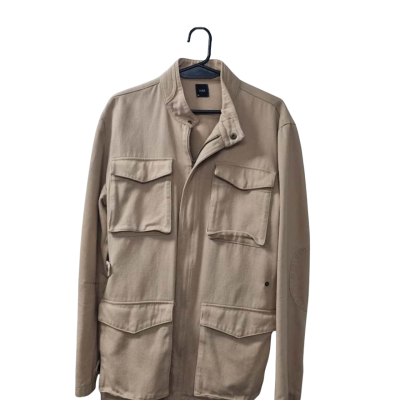 Saba Men's Size M Front Zipper Coat in Beige 