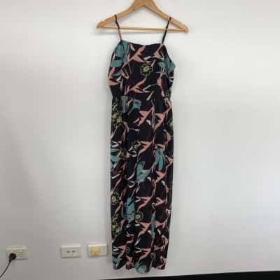 Divine Avenue Black Floral Jumpsuit Size 10 