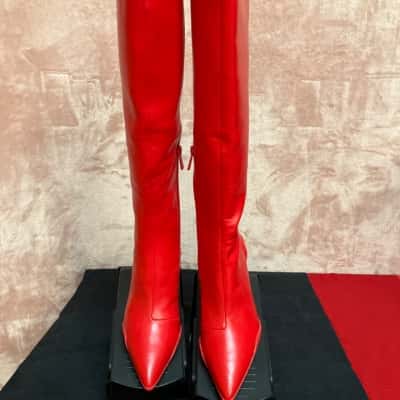 H&M Women's Knee High Boots with Pointed Toe Size  EUR 38 / US 7 Red 