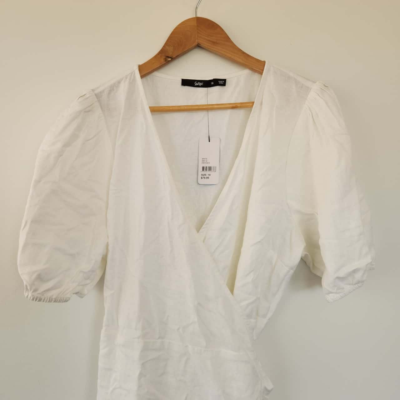 Sportsgirl Linen Rich White Wrap Dress Size 18 / Plus Size / XXXL