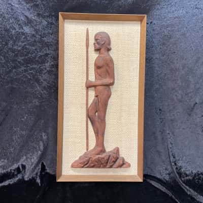 Vintage Wood & Straw Wall Art 1960s.