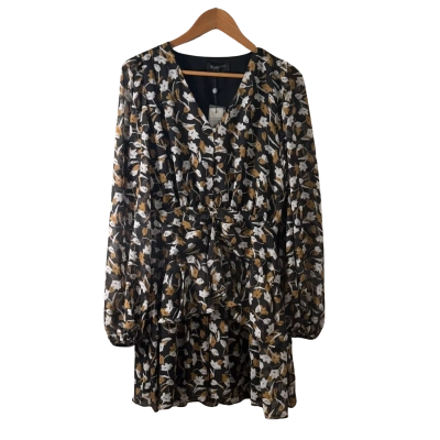 Minkpink Womens  Size 14 Midi Dress Black  / Brown / White 