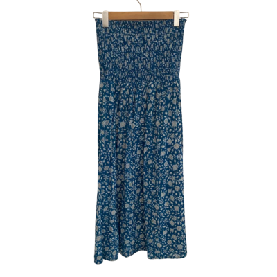  Capsule by Juliette Womens  Size M Midi Dress / Strapless Dress Blue / Floral / White 
