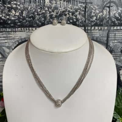 Silver look pretty necklace with matching earrings New