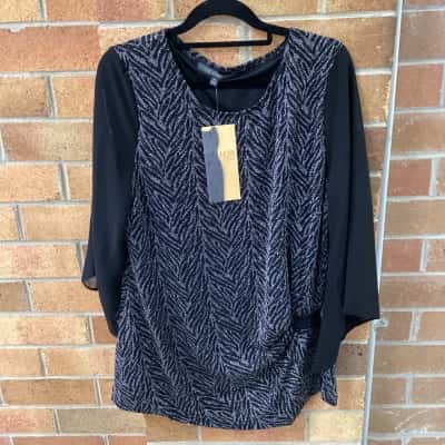 Liz Jordan Womens  Size 14 Metallic Black Top