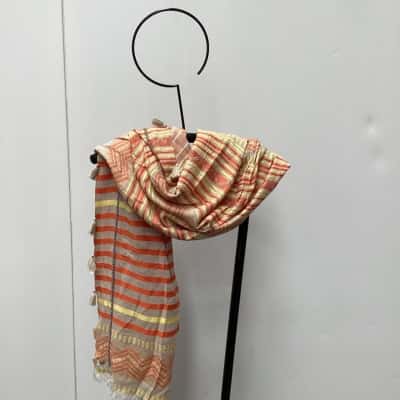New - Mimco Womens Scarf  Beige / Orange / Yellow with silver coloured thread