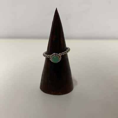 Pandora Silver Ring With Green Stone ALE 925 Size 54