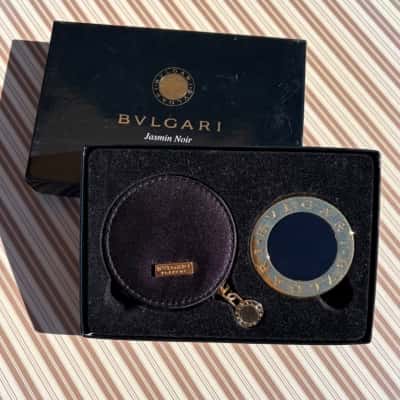 Bvlgari Compact Mirror + Pouch in Gold and Black 