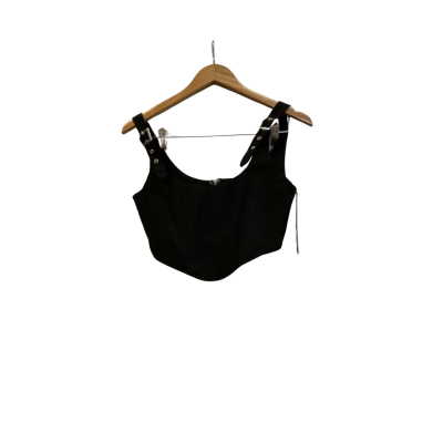 White Fox Womens  Size M Black  crop bodice top