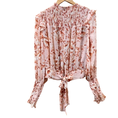 Bardot Pink/Red Floral Shirred Blouse Size 10
