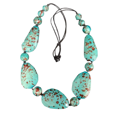  Chunky Turquoise with Red Speckle Necklace 